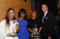 Erica Campbell; BMI VP Writer/Publisher Relations, Catherine Brewton; Tina Campbell; BMI President & CEO, Mike O'Neill