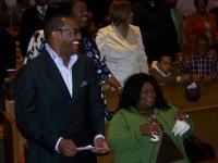 Jonathan Nelson and Kim burrell enjoy EOP