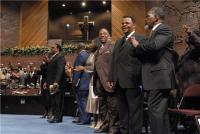 Pam Morris, Dr Bobby Jones, Rev Milton Biggham, Pastor Kim Ray, Bishop Albert Jamison, Art Norman, V. Michael McKay